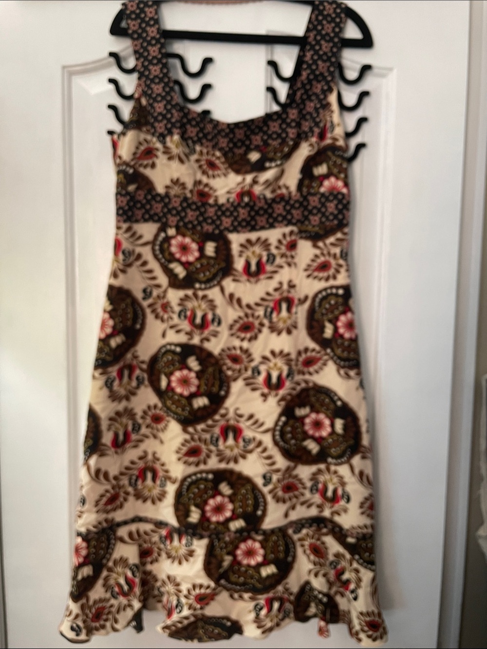Nanette Lepore Cream Floral Paisley Scoop-Neck Midi Dress